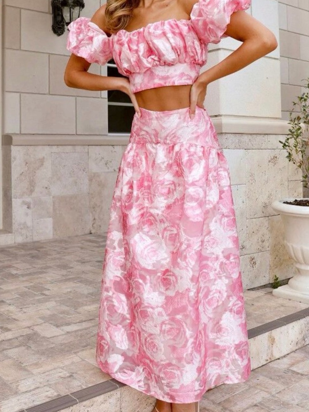Hello Molly Pink Floral Two Piece Set | Barbiecore Princess Y2K